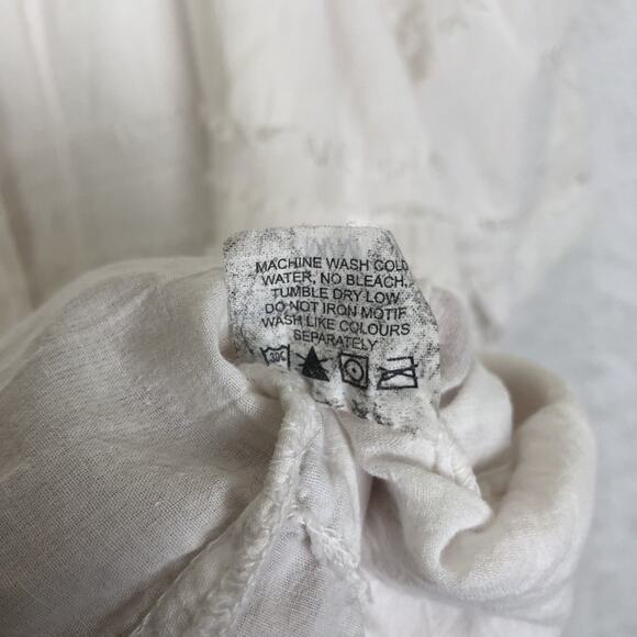 VTG EZZEWEAR Tunic Top Women's Sz M White Cotton‎ Raw Edge Button Blouse Raglan - Picture 5 of 9